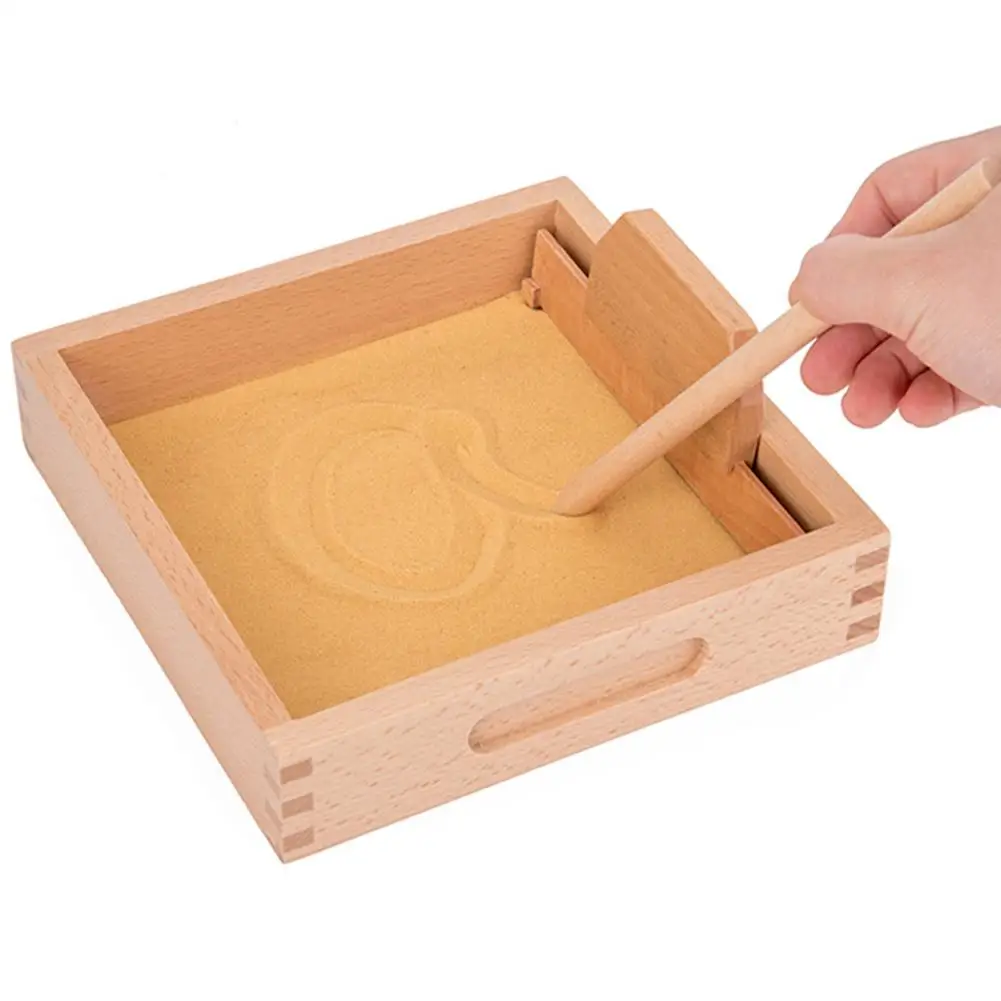 

DIY Wooden Scraping Sandbox Montessori Teaching Aids Educational Toys For Children Kids Sand Table Practice Writing Painting Toy