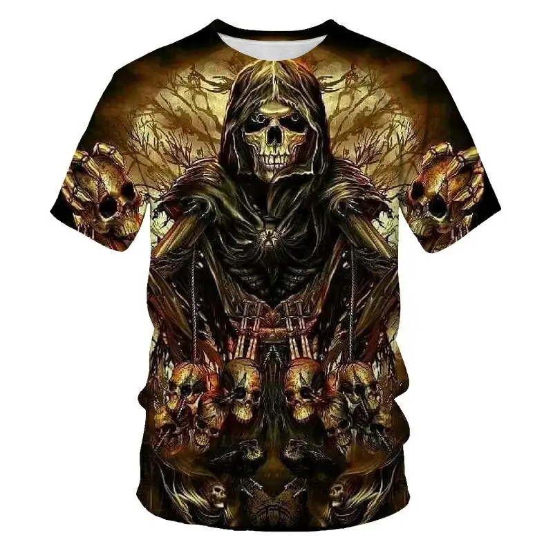 

Men's horror skull new 3D fun T-shirt street style men's printing men in summer
