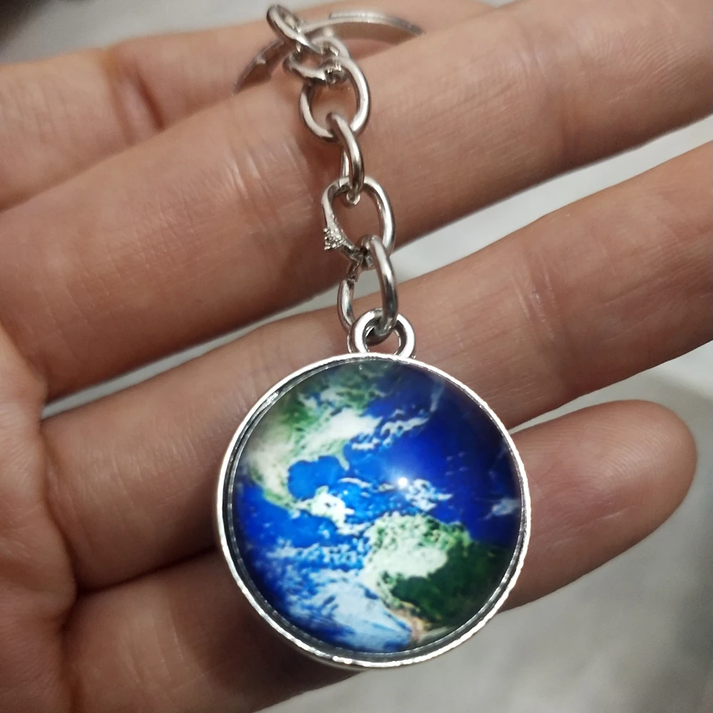 Брелок для ключей двухсторонний брелок со стеклянным шаром Вселенная Галактика