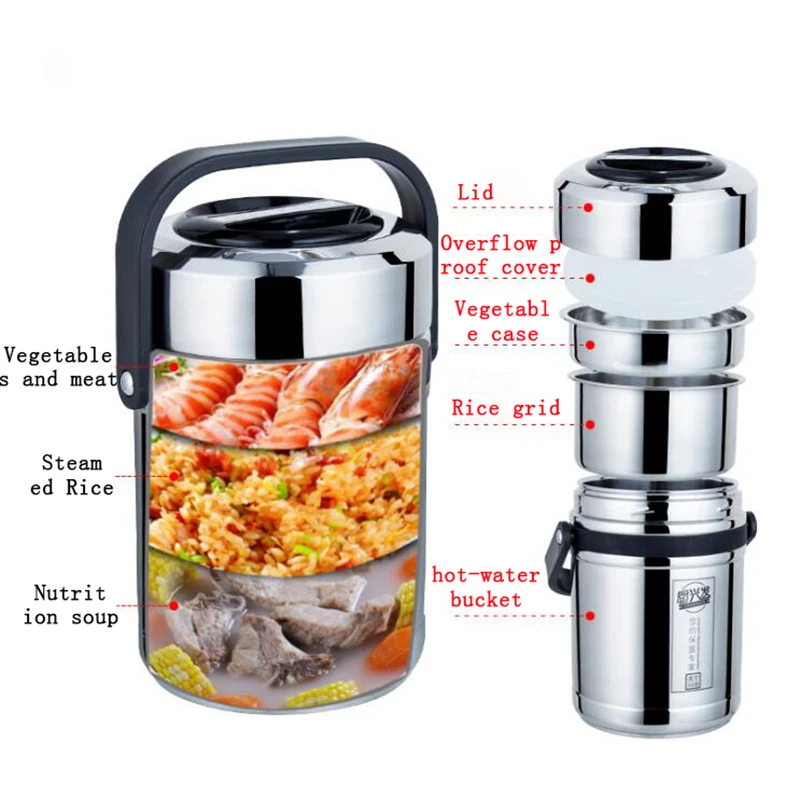 304 Вакуумный изолированный Ланч бокс из нержавеющей стали 2 слоя герметичная