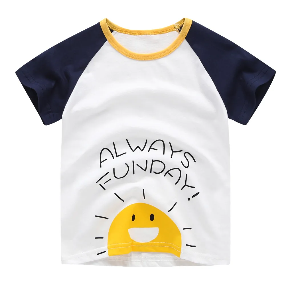 

Summer Toddler Baby Kids Boys Cartoon Animal Printed O-neck T-shirts Short Sleeve Cotton Blends Tops Children's Clothes