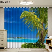sea beach curtain living room green tropical plants children bedroom curtains modern scenery curtain kitchen ultra micro shading