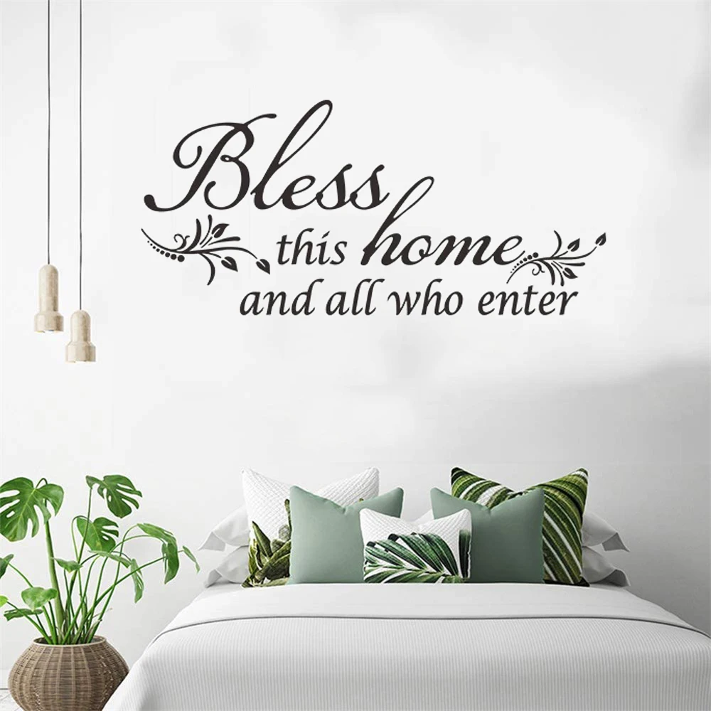 

Bless This Home Quote Wall Sticker ,Warm Welcome,For bedroom home Decor butterfly living room Stickers decals
