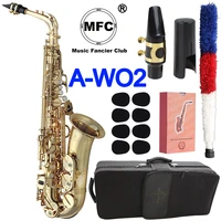 brand new elegant sound mfc alto saxophone a 902 a wo2 gold lacquer sax alto mouthpiece reeds neck musical instrument