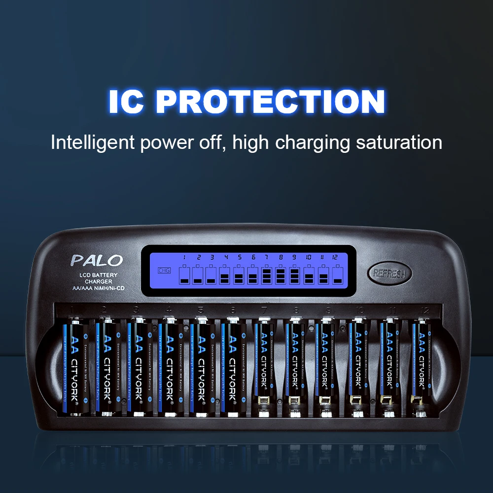 Интеллектуальное зарядное устройство PALO с ЖК-дисплеем 8-16 слотов быстрой зарядки