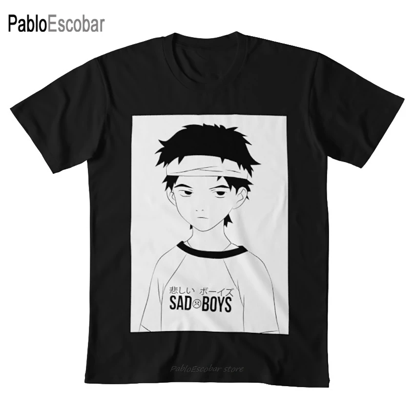 Футболка с принтом грустных мальчиков Naota flcl noata Sad boy typo tumblr Аниме Манга линия Арт