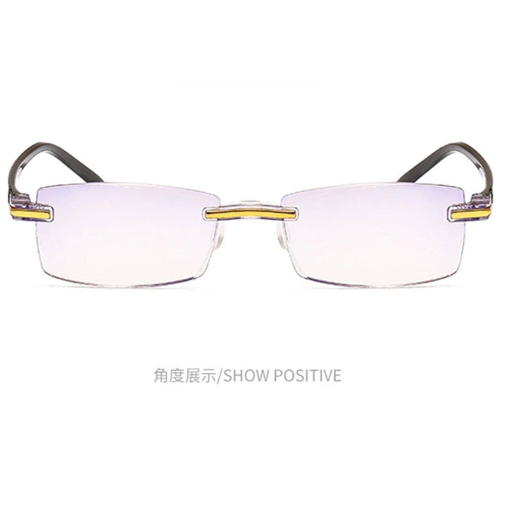 2 пары TR90 без оправы рамки вырезать Анти blu светильник линзы очки для чтения + 0 75 1 25