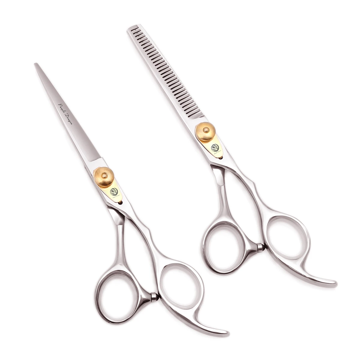 Beauty Scissors 6.0" Purple Dragon Japanese 440C 1025# Cutting Barber Thinning Shears Hair Adjustable Tension | Красота и