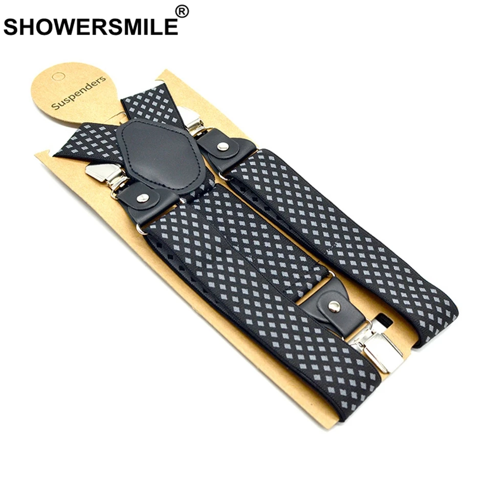 Подтяжки SHOWERSMILE мужские со стразами Эластичные Y-образные штаны с 3 зажимами 120 см