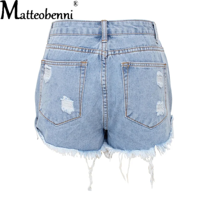 Hole Skinny Short Jeans 2021 Women Sexy Ripped High Waist Vintage Denim Shorts Summer Ladies Street Casual Fashion Shorts Female images - 6