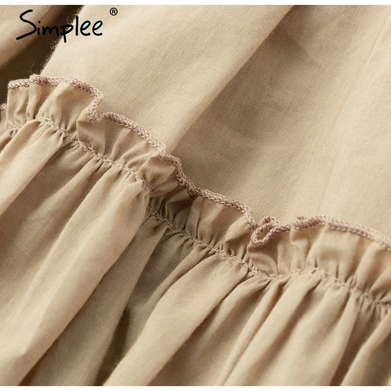 Летнее женское льняное платье Simplee винтажное плиссированное вечернее цвета хаки