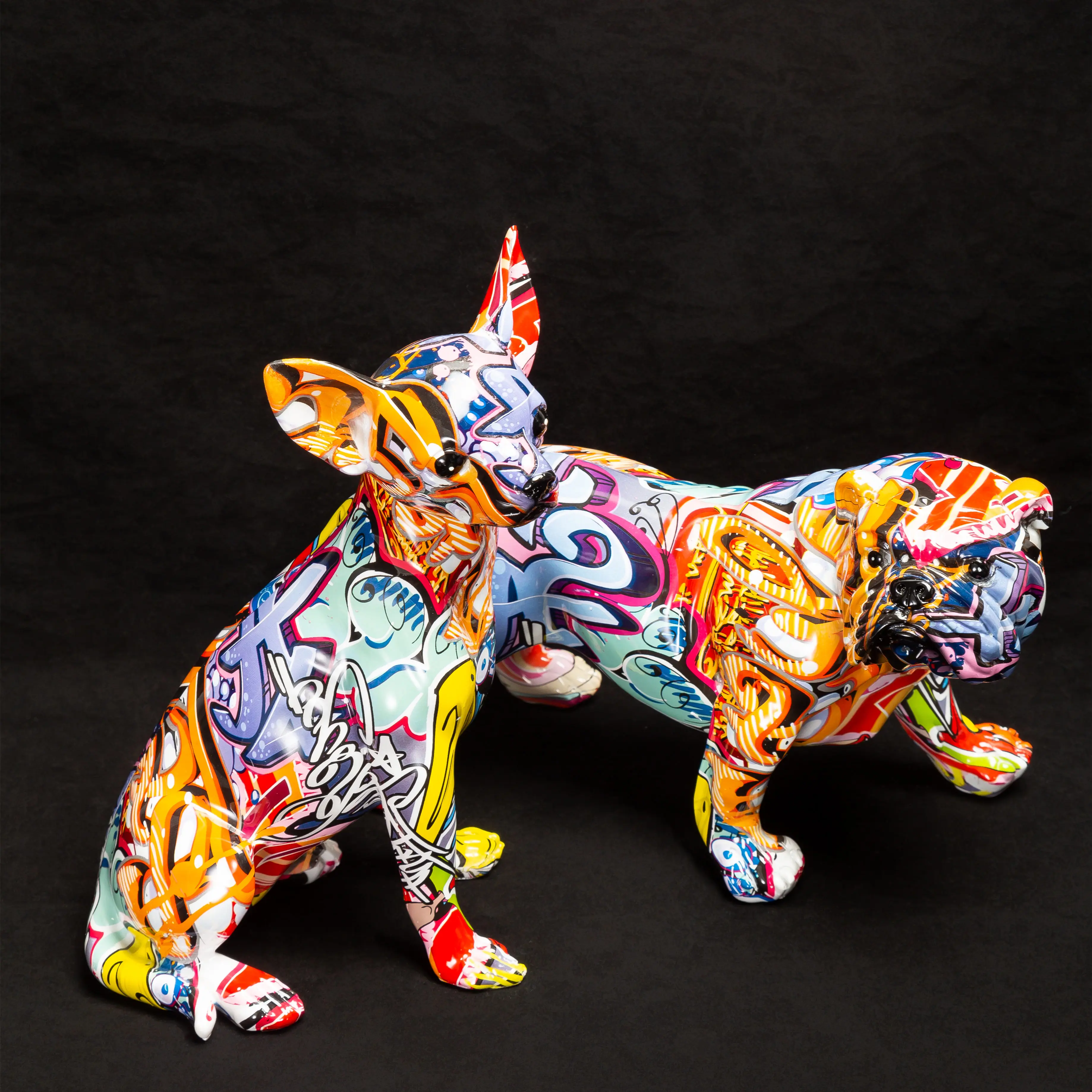 

Painted Graffiti Simple Creative Living Room Color Dog Decorations Home Entrance Wine Cabinet Office Decorations Resin Crafts