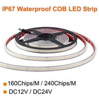 ip67 waterproof hollow extrusion 160 240chipsm fob cob led tape dc12v 24v linear stripe 8mm pcb width for indoor outdoor use