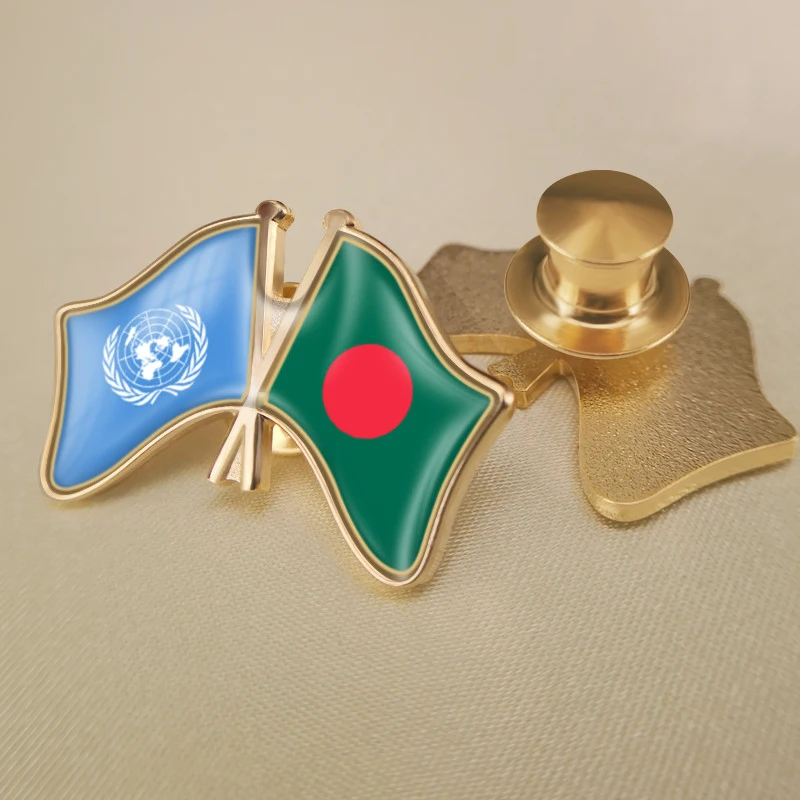 Организация Объединённых Наций и Бангладеш скрещенный двойной флаг дружбы
