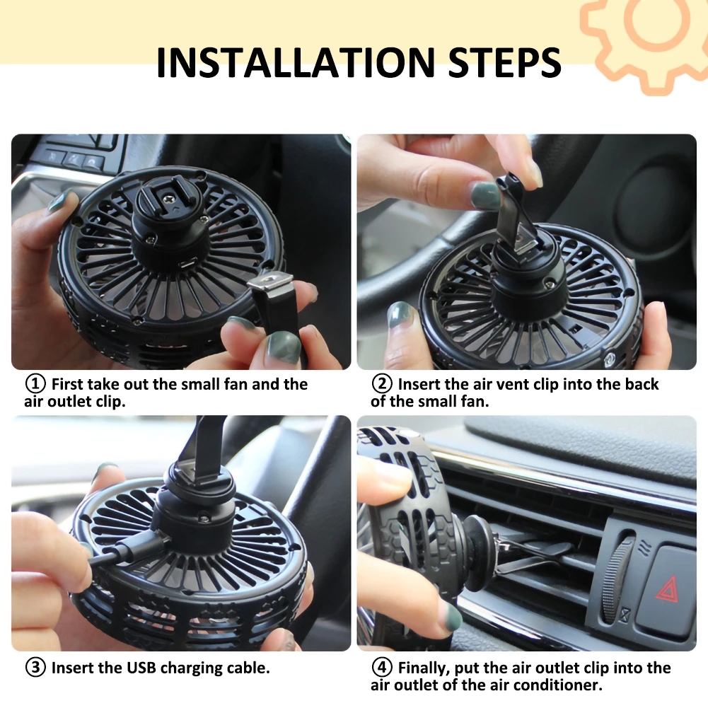 

Multifunctional Car Tire Styling fan Car Air Outlet Center Console Large Wind Mute Mini Fan with LED Light