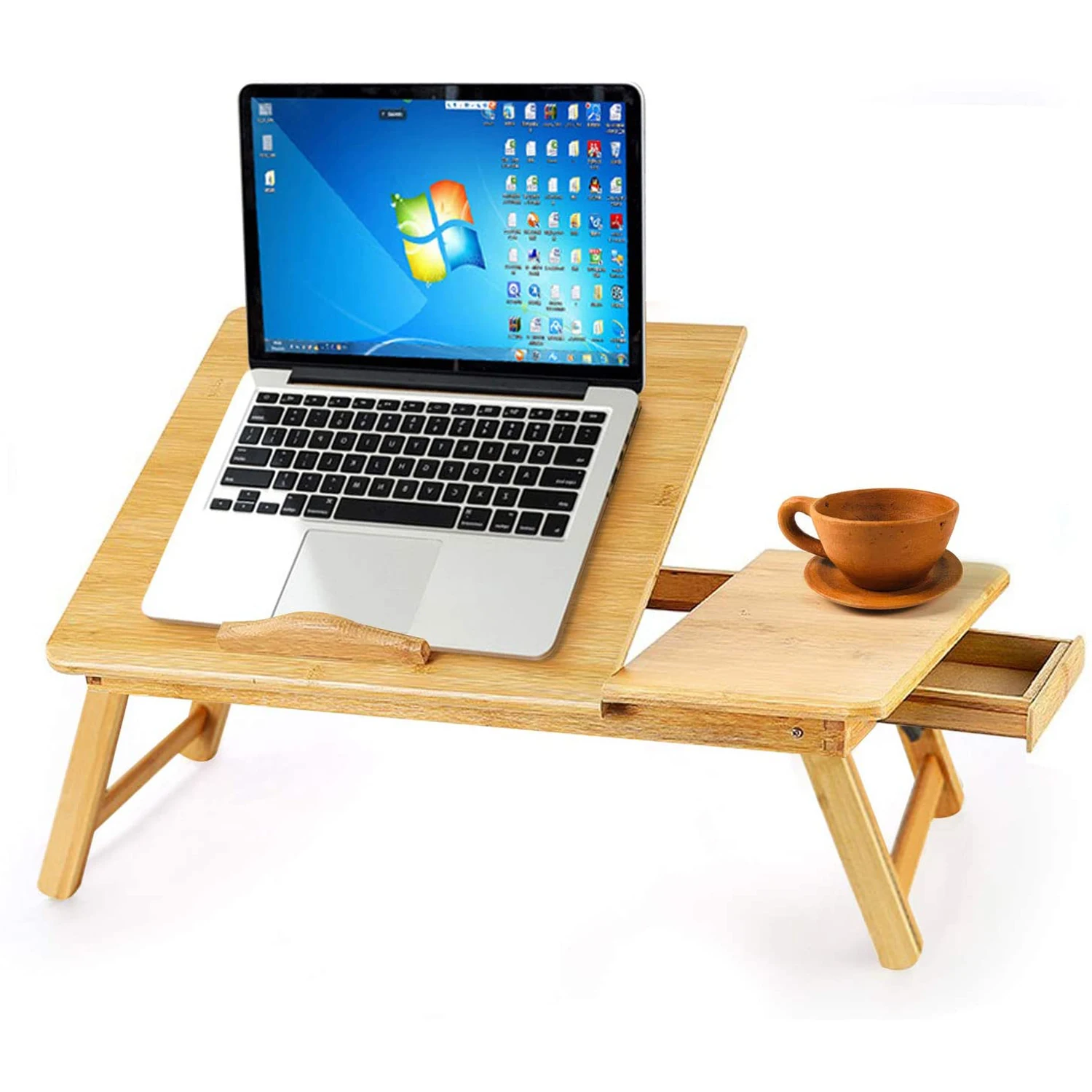 

Adjustable Table Bamboo Computer Laptop Desk Bamboo Rack Shelf Dormitory Bed Lap Desk Portable Book Reading Tray Stand Table