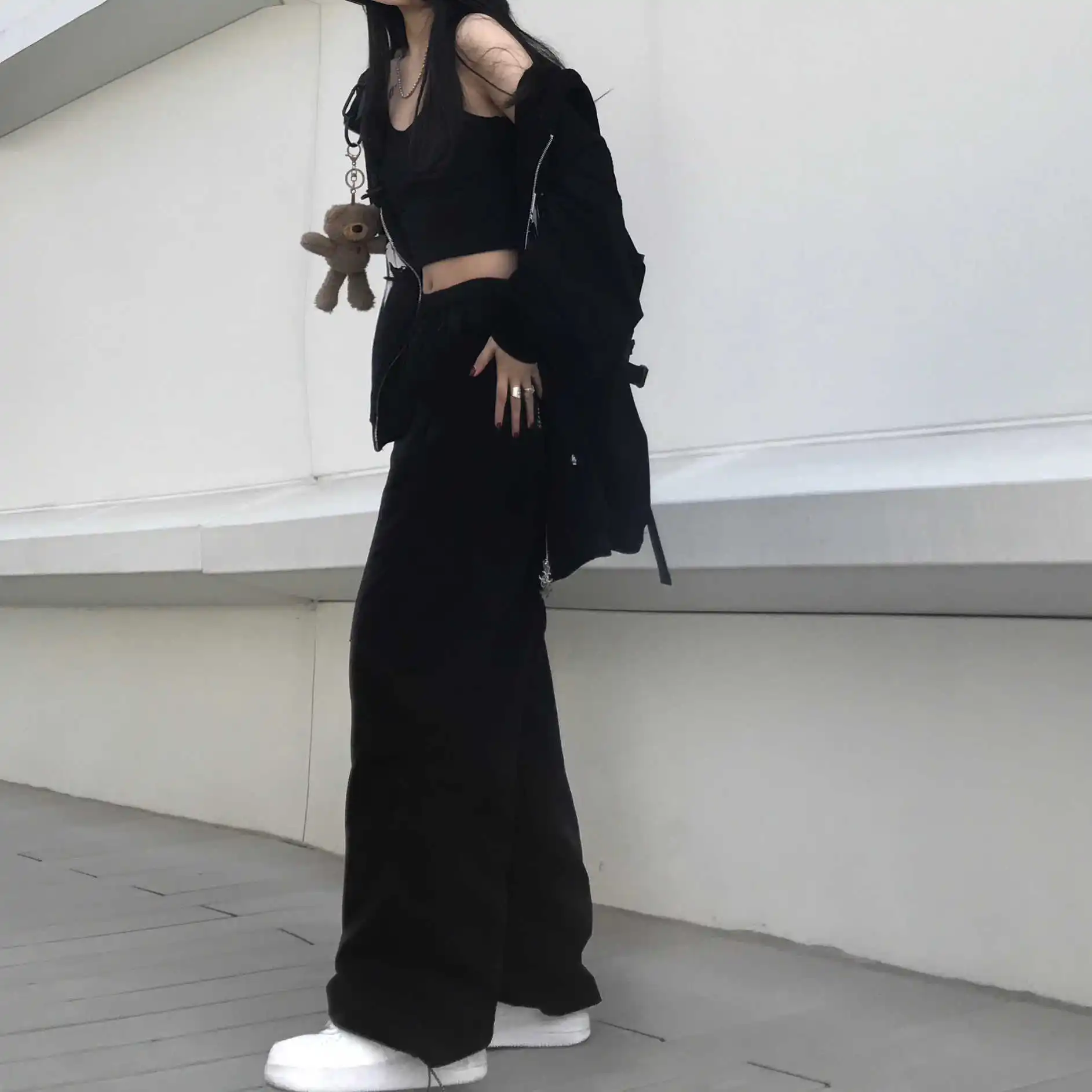 Брюки женские с широкими штанинами драпировка в стиле Ins свободные прямые брюки