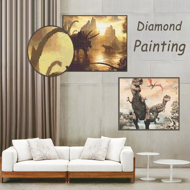 

Diy Diamond Decoration Painting Animal Dinosaur Jungle Square Diamond Round Diamond Customizable Wall Art Decoration