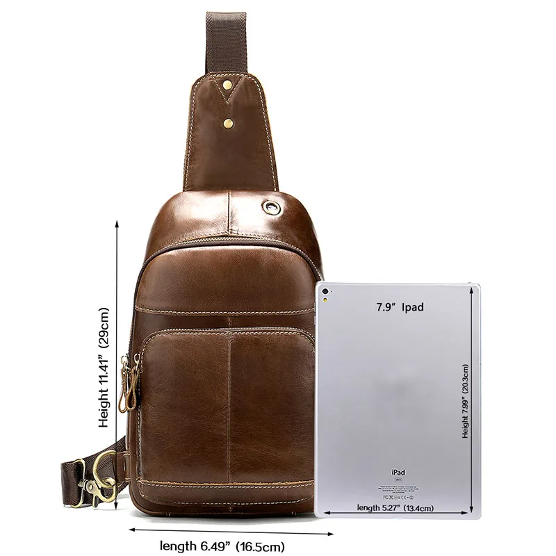 Нагрудные сумки из натуральной кожи для мужчин сумка на одно плечо с usb-зарядкой