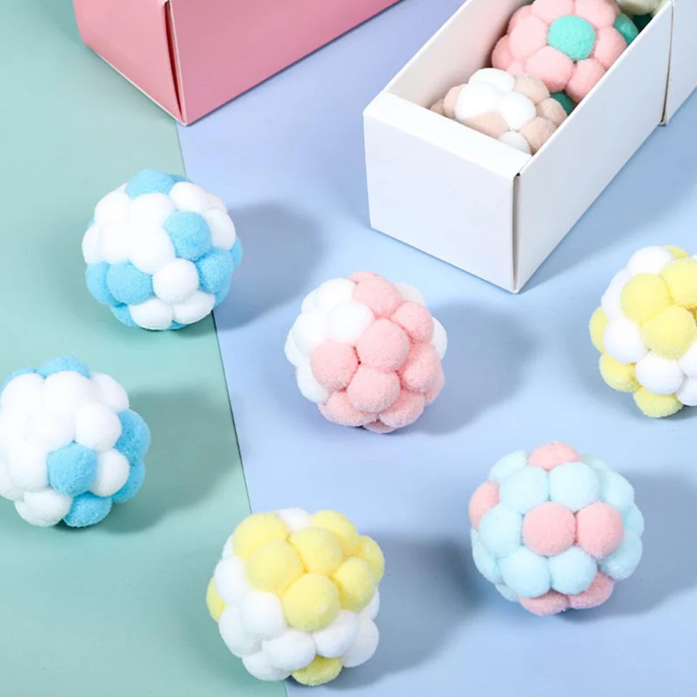 

6Pcs Pet Cat Kitten Plush Funny Interactive Bell Chew Toys