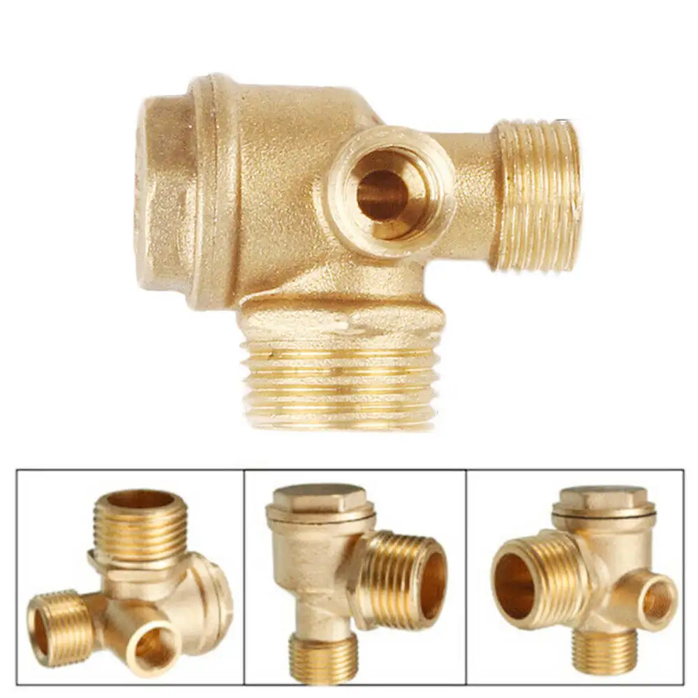 

3-port Check Valve Parts Connector Tool Air Compressor Brass Male Thread Check Valve Connector Tool Supplies 10x16x20mm