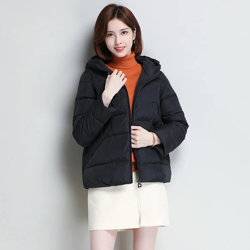 XXXL Осень и зима Женская мода с капюшоном 90% белый утиный пух пальто для женщин