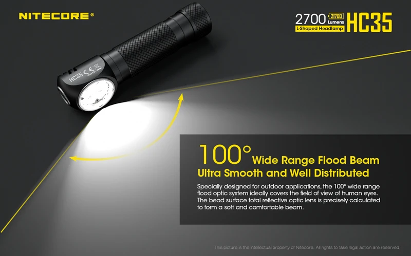 2700 люмен Nitecore HC35 4 x CREE XP-G3 S3 светодиоды следующего поколения 21700 Г-образный налобный фонарь с аккумулятором 4000 мАч