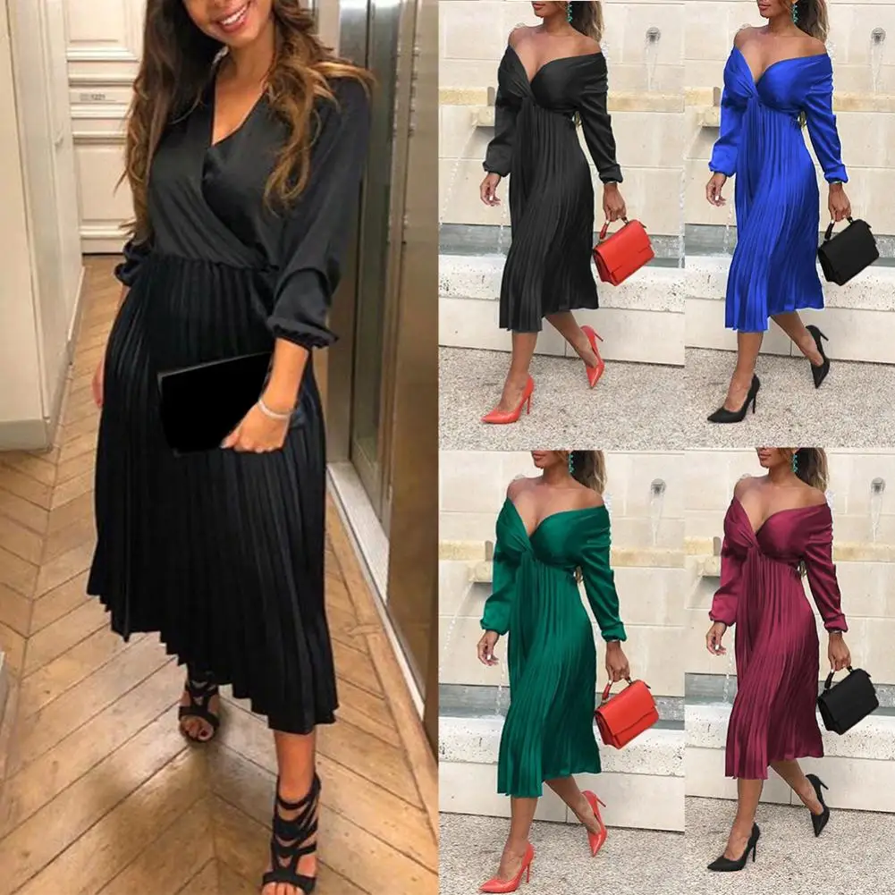 Вечерние сексуальные однотонные с открытыми плечами v образным вырезом длинным