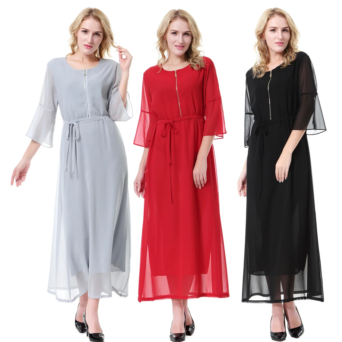 

Muslim Dress Muslim Female Casual Rose Muslim Dress Long Robe Gowns Tunic Jubah Middle East Ramadan Arab Islamic Long Dresses