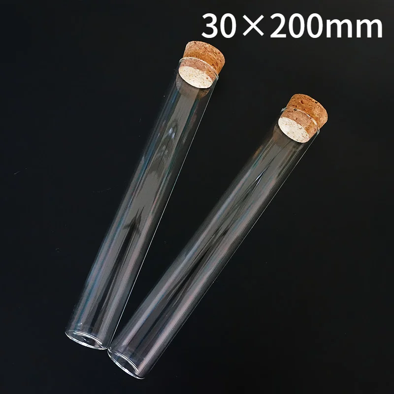 

3pcs/lot 30x200mm Clear Glass Test Tubes With Corks Stoppers Laboratory School Experiment Favor Gift Vial