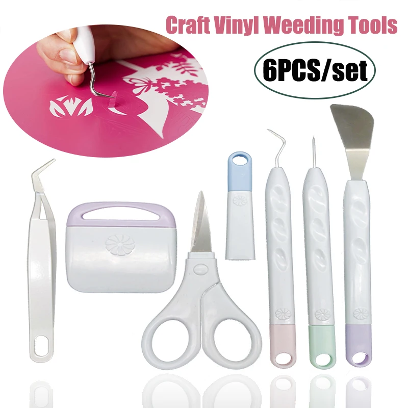 

6PCS Vinyl Weeding Tool Set DIY Silhouette Embossed Wording Tool Cardstock Crafting Basic Tools Kit For Cricut Maker Silhouette