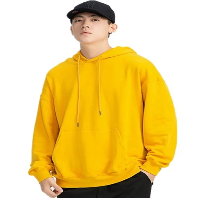 

Autumn Spring New Thickened Men Hooded Fashion Brand Solid Color Youth Jogger Sweatshirts Stylish Male Plus Size Hoodies