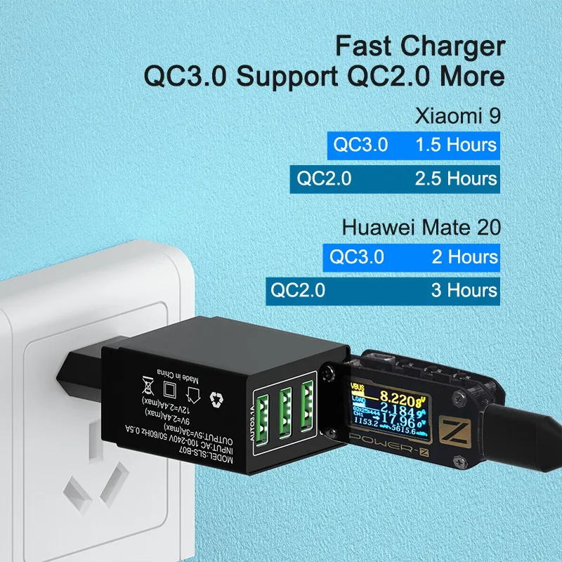 Быстрое зарядное устройство OREY 36 Вт QC 3 0 4 порта USB для Samsung S10 Plus быстрая зарядка