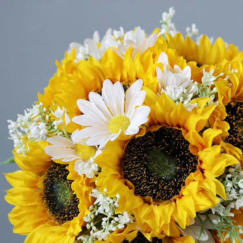 Artificial Sunflower Bridal Wedding Bouquet Romantic Handmade Holding Flower Fake Confession Party Church | Дом и сад