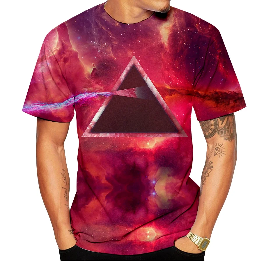 

New fashion 3d summer Men/Women triangular space of the galaxy Tees