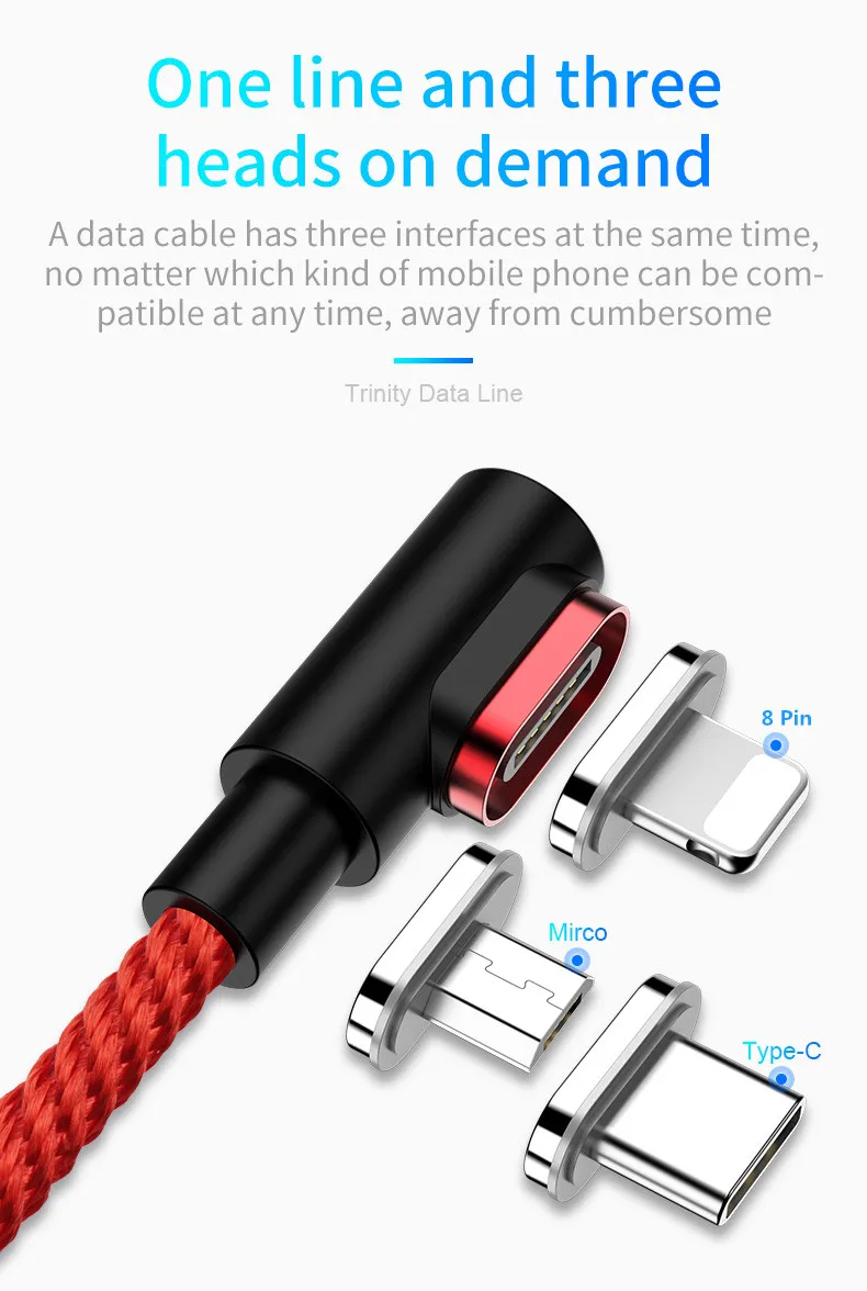 Магнитный кабель 90 градусов usb c Micro usb type C кабель для быстрой зарядки L-Line Micro usb type-C магнитное зарядное устройство для iphone X xiaomi
