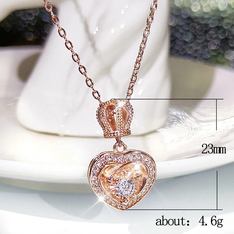 

Luxury Heart Cubic Zirconia Pendant Necklace for Women Trendy Crown Pendant Women's Necklace Wedding Engagement Jewelry