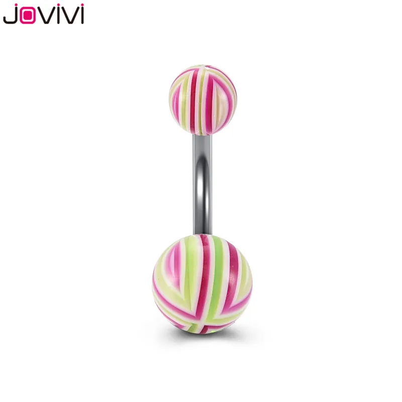 Jovivi Нержавеющая сталь Pin УФ смешанные живота Piercing Nombril оптом пупка Кольца Бар