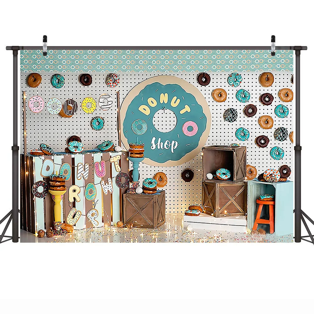 Donuts Wall Newborn Children Birthday Art Photography Backdrop Sweet Shop Baby Portrait Background Photo Studio Photocall | Электроника