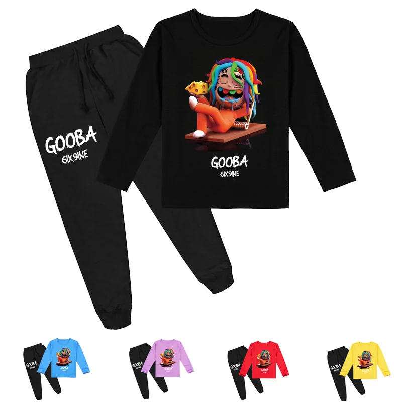 

DLF 2-16Y Baby Girl Clothes Set Hip Hop Rapper 6ix9ine Long Sleeve T-shirt+Casual Pants 2pcs Set Teenagers Boys Clothing Outfits