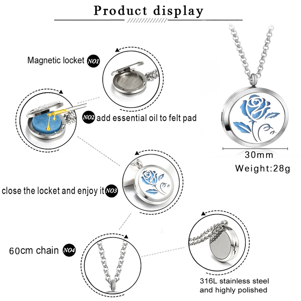 Ожерелье с подвеской для ароматерапии из нержавеющей стали | Ожерелья