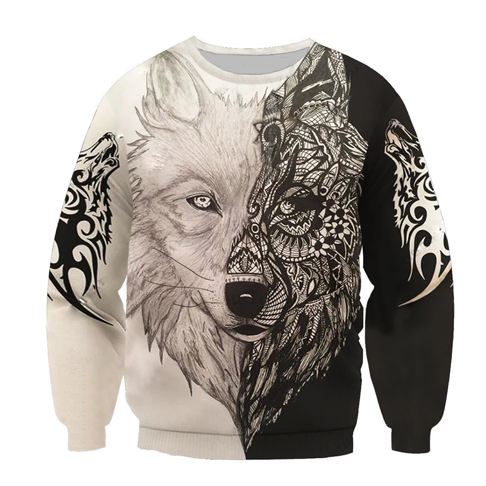 

Толстовка мужская с длинным рукавом, модный топ с принтом волка, Приталенный свитшот, Повседневная Уличная одежда с капюшоном, осень 2021