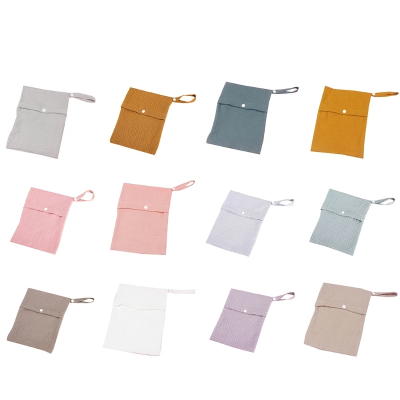 

Multifunctional Baby Diapper Bag Reusable Solid Color Travel Nappy Bags Soft Cotton Mummy Storage Bag 25x20cm