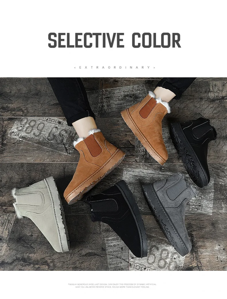 Зимняя мужская обувь; зимние ботинки; мужские удобные мягкие теплые ботинки из флока и хлопка; кожаные ботильоны; мужские высокие кроссовки; Bottes Hommes