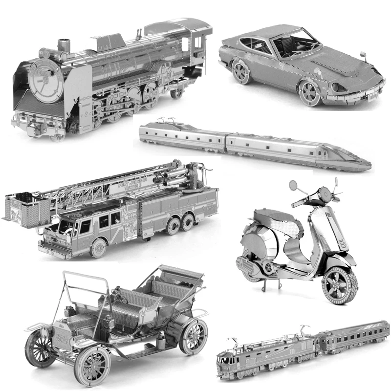 

3D Metal Puzzle Transportation Vintage Car Motorcycle Train model KITS Assemble Jigsaw Puzzle Gift Toys For Children