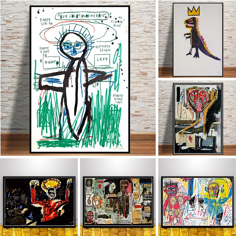 Jean Michel граффитистом со стильным абстрактным изображением холст живописи Плакаты