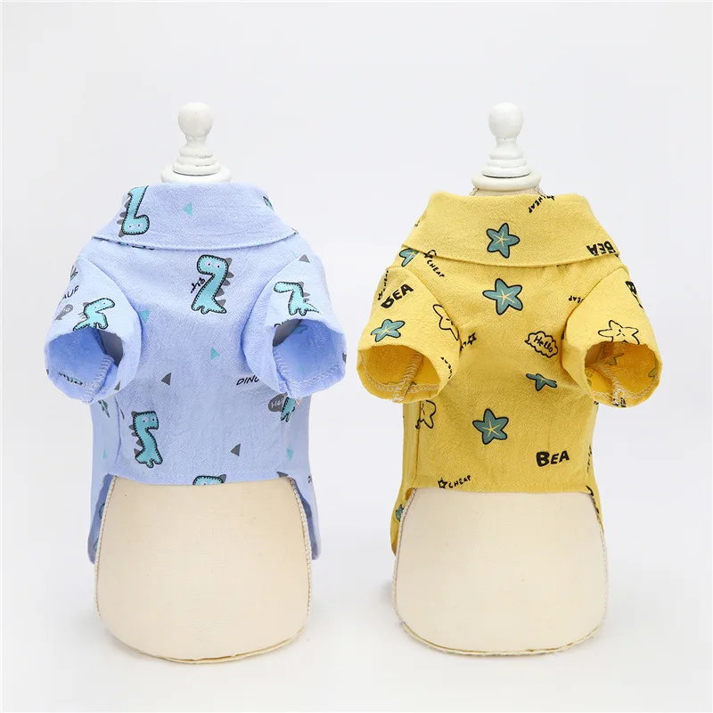 

New dog clothes summer thin cartoon dinosaur shirt teddy bear small dog pet shirt dog shirt cat shirt cute clothes