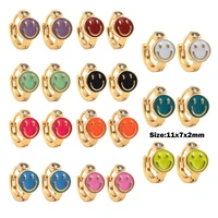 kpop sweet round smiley face ladies earrings high quality enamel earrings girls gift jewelry wholesale