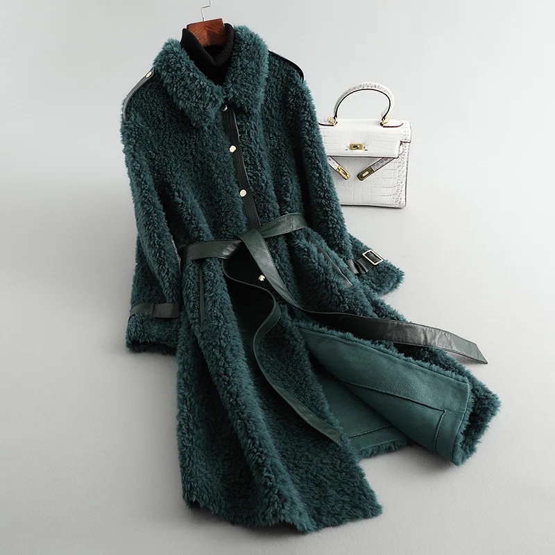 Real Fur Coat Female Vintage Long Sheep Shearing Jacket Women Clothes 2020 Korean Fashion 100% Wool Tops Hiver 1992 | Женская одежда