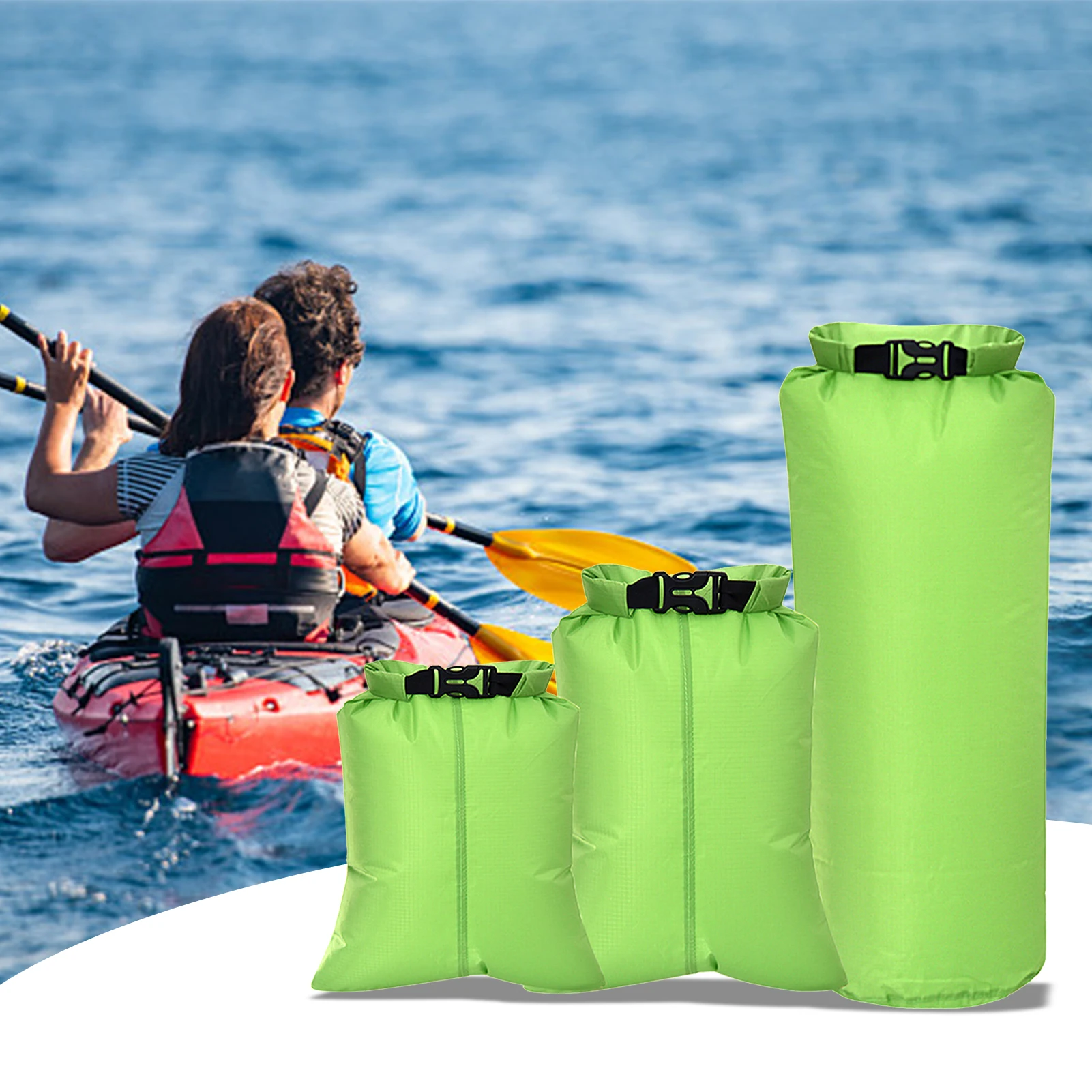 

3 Pack Waterproof Bag 3L 7.5L 22L Outdoor Roll Top Dry Sacks with Shoulder Strap for Camping Hiking Traveling Boating Kayaking